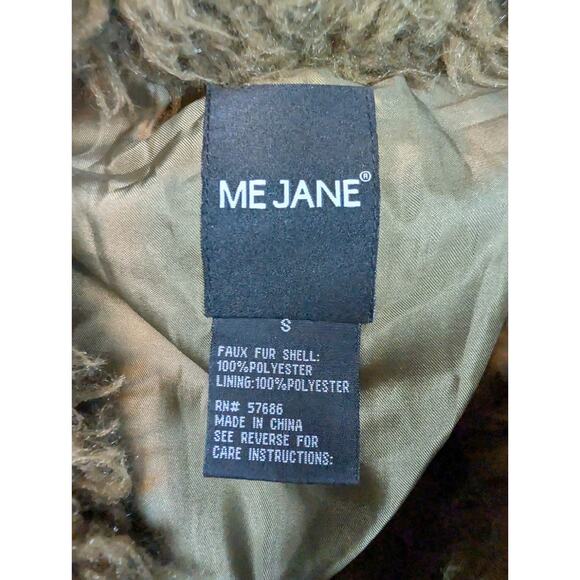 Me Jane Olive Green Open Faux Fur Sherpa Long Hair Vest Sz S Boho Fallfashion - Picture 5 of 7